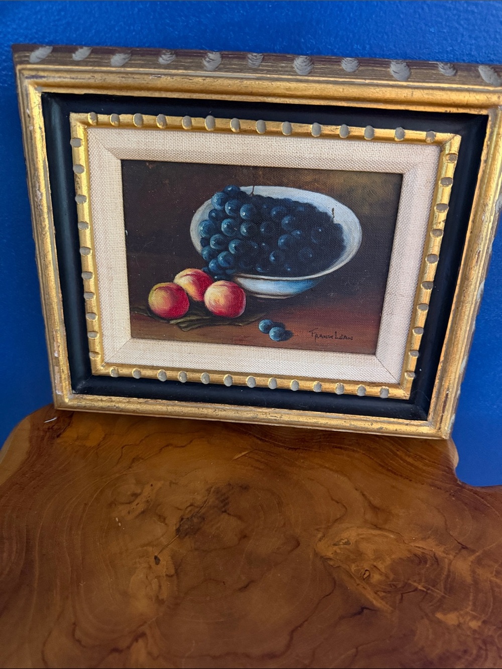 Vintage Artist Signed Frank Lean Framed Still Life Oil on Canvas Painting